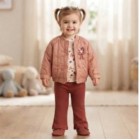 J15516:  Baby Girls Quilted Jacket, Bodysuit & Flared Leggings Outfit(12-24 Months)